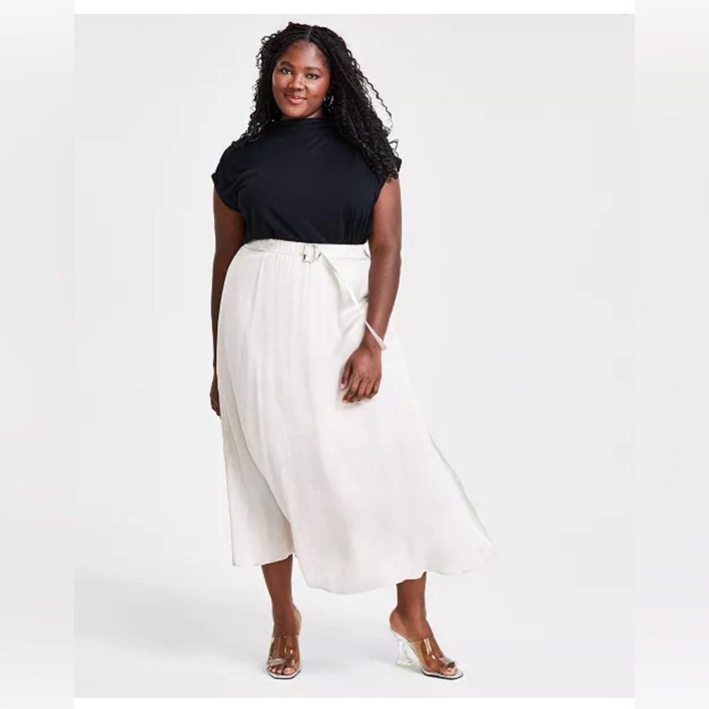 Belted Silk Maxi Skirt